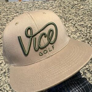 Vice Golf Tan Snapback with Olive Logo Patch